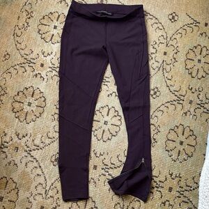 All Saints Deep Purple Leggings with Ankle Zipper